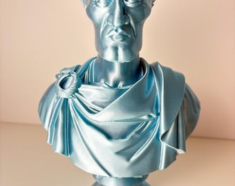 Busto de Calamardo César de 23 cm (9 pulgadas) – Estatua romana / Decoración hecha a mano para el hogar y la oficina