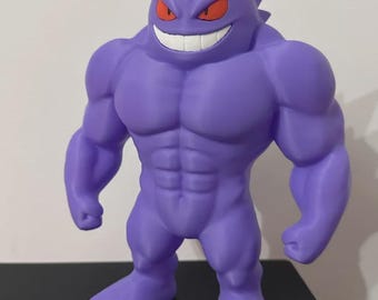 GigaChad Gengar – Figura Pokémon musculosa / Decoración para gamers y anime