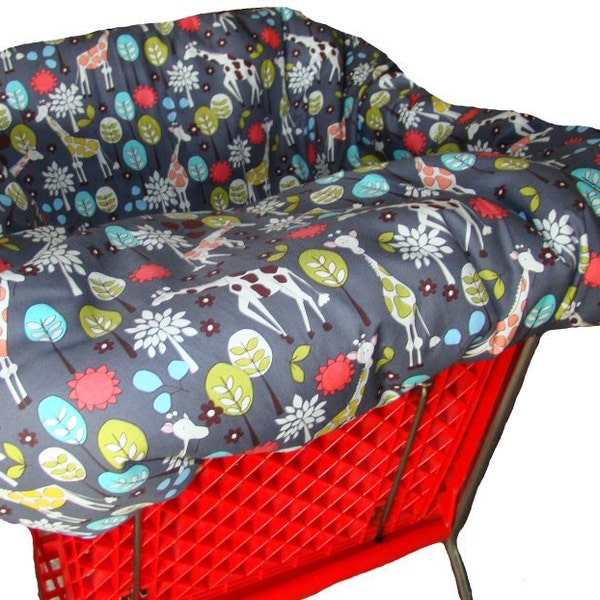 Shopping Cart Cover for baby or toddler girl or boy -  Giraffe Garden