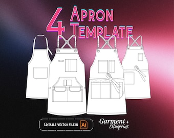 Editable Apron Template Vector: Kitchen, Cafe, Barista, Woodworking (ai, pdf, jpeg, png)