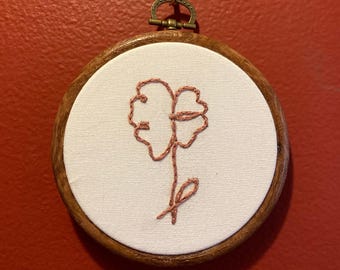 Floral line drawing hanging embroidery
