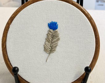 Hummingbird feather hanging embroidery 4”