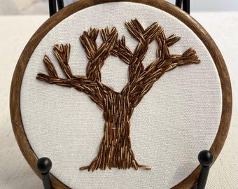 Oak tree hanging embroidery 4”