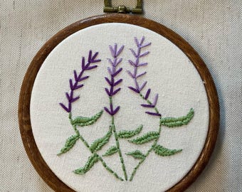 Lavender floral hanging embroidery 4”