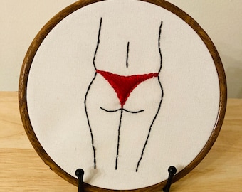 Red woman booty butt Valentine’s Day hanging embroidery