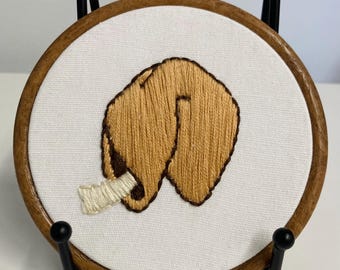 Fortune cookie hanging embroidery 4”