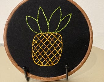 Pineapple tropical fruit 6.7” hanging embroidery