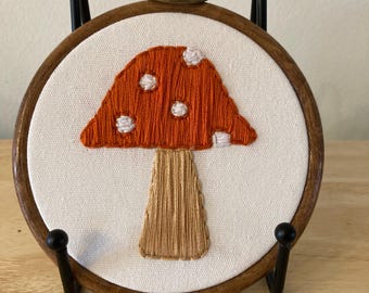 Mushroom orange fungi fungus fly agaric amanita muscaria hanging embroidery