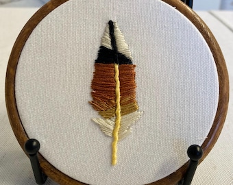 Red-tailed Hawk feather 4” hanging embroidery