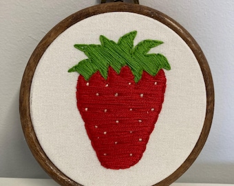 Strawberry red fruit hanging embroidery 4”