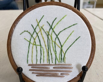 Beach grass / dune grass hanging embroidery 4”