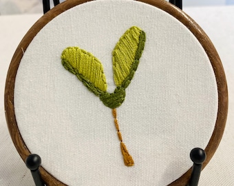 Maple tree seed pod hanging embroidery 4”