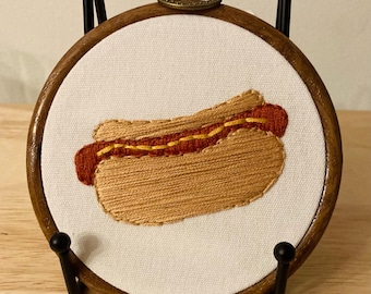 Hot dog wiener 4” hanging embroidery