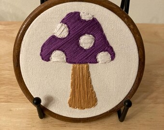 Mushroom purple fungi fungus fly agaric amanita muscaria hanging embroidery