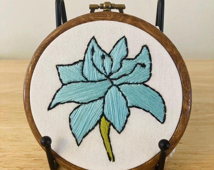 Featured listing image: Ice blue day lily stargazer lily 4" flower embroidery