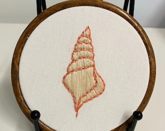 Spiral seashell conch hanging embroidery 4”