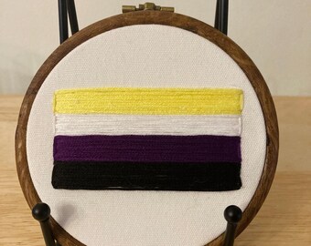 Pride flag nonbinary LGBTQIA hanging embroidery 4”