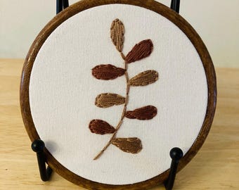 Brown fern frond 4” hanging embroidery