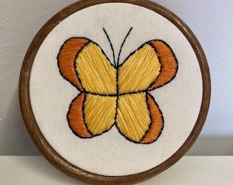 Yellow and orange butterfly hanging embroidery 4”