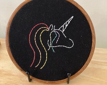 Rainbow unicorn horse pony hanging embroidery