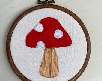 Mushroom red fungi fungus fly agaric amanita muscaria hanging embroidery