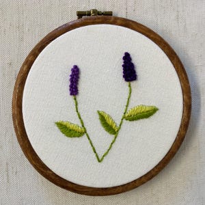 Lilac floral 4&quot; flower embroidery