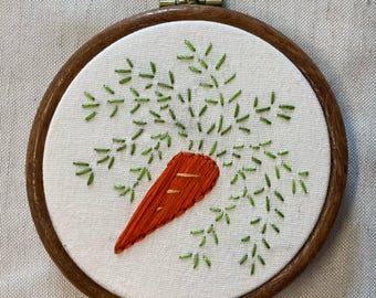 Carrot vegetable veggie 4” hanging embroidery