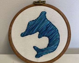 Dolphin blue hanging embroidery 4”