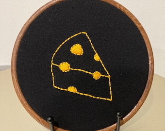 Cheese block of Swiss cheese 6.7” hanging embroidery