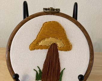 Mushroom yellow fungi fungus ink cap hanging embroidery