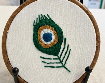 Peacock feather hanging embroidery 4”