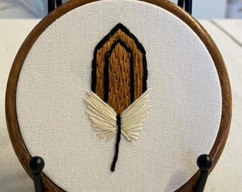 Chicken feather hanging embroidery 4”