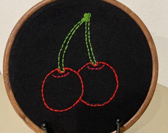 Cherry fruit 6.7” hanging embroidery