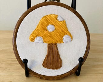 Mushroom yellow fungi fungus fly agaric amanita muscaria hanging embroidery