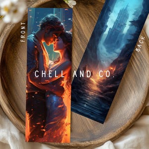 Dark Fantasy Romance - Into the Shadows Bookmark - Fiery Couple & Menacing Castle - Fantasy Romance Aesthetic - Perfect for Romance Readers