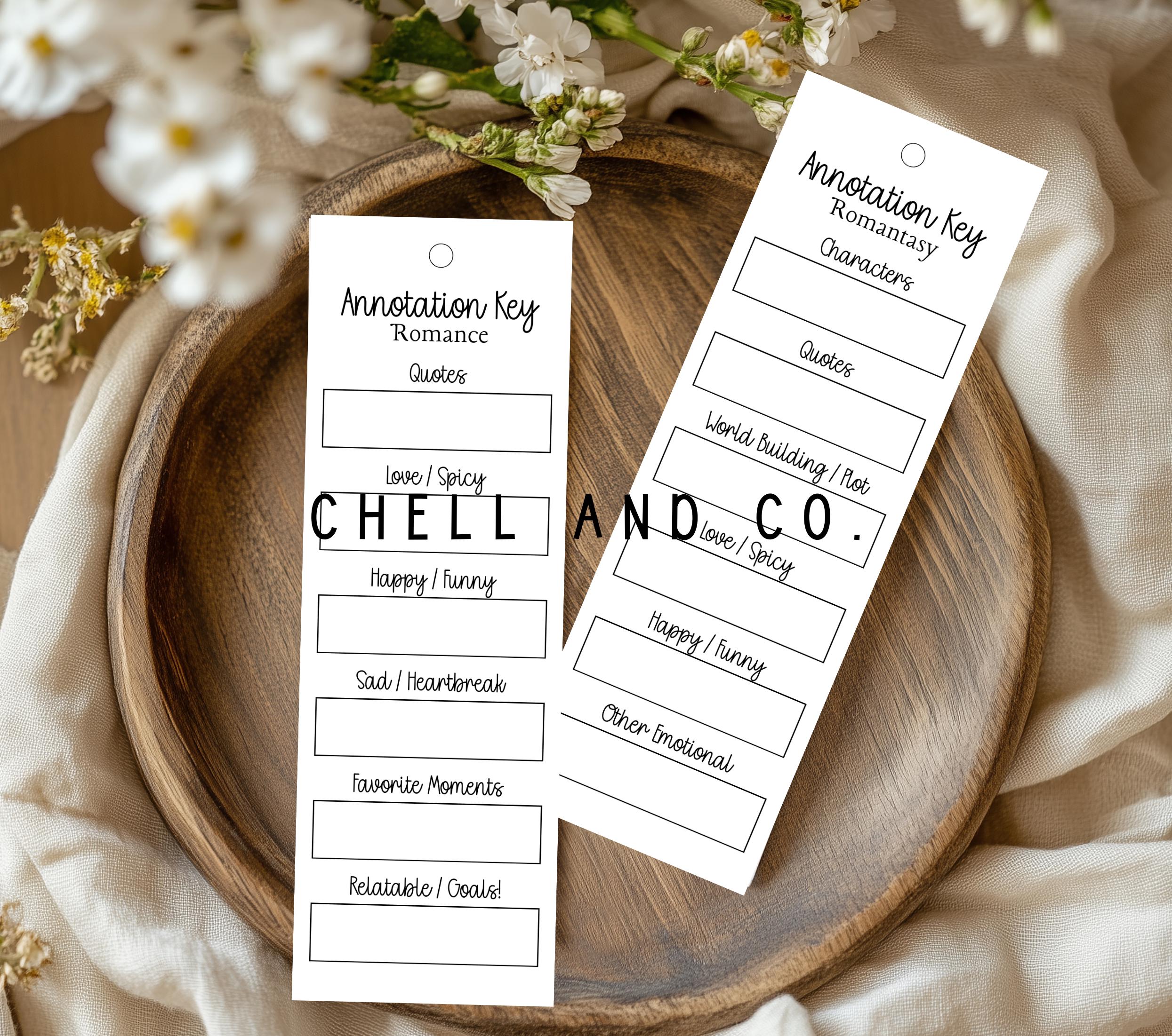 Annotation Bookmark - 2x6 Size - Multiple Genre Options (digital ...