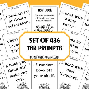 Afdrukbare TBR-prompts - 437 boekprompts - inktvriendelijk zwart-witontwerp - leesuitdaging voor boekenliefhebbers