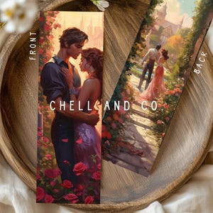 Romantic Garden Bookmark - Garden of Love -  Romantic Couple in Garden - Double Sided Romance Bookmark - Perfect for Romance Lovers