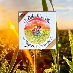 Grußkarte Liebe, Jahrestag, Hochzeitstag, Herzbotschaft: Ich liebe dich so viel, wie…Klappkarte 13,5x13,5 cm mit Umschlag