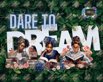Black Girl Reading PNG – Empowering Sublimation Art (Digital Download)