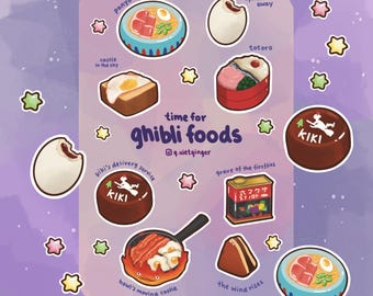 Ghibli Food Sticker Sheet | matte vinyl weatherproof | anime japanese food | aesthetic cute realistic | laptop water bottle journal