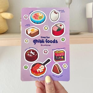 Ghibli Food Sticker Sheet | matte vinyl weatherproof | anime japanese food | aesthetic cute realistic | laptop water bottle journal image 2