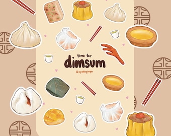 Dim Sum Sticker Sheet | matte vinyl weatherproof | asian chinese food | cantonese breakfast realistic | laptop water bottle journal