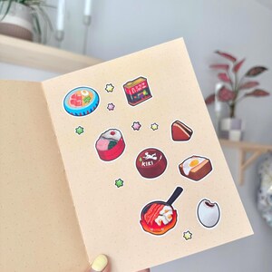 Ghibli Food Sticker Sheet | matte vinyl weatherproof | anime japanese food | aesthetic cute realistic | laptop water bottle journal image 3