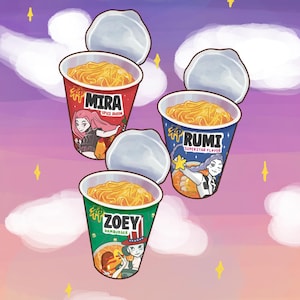 Kpop Demon Hunter Ramen Sticker | glossy matte vinyl weatherproof | rumi zoey mira | aesthetic cute kawaii anime | laptop planner journal