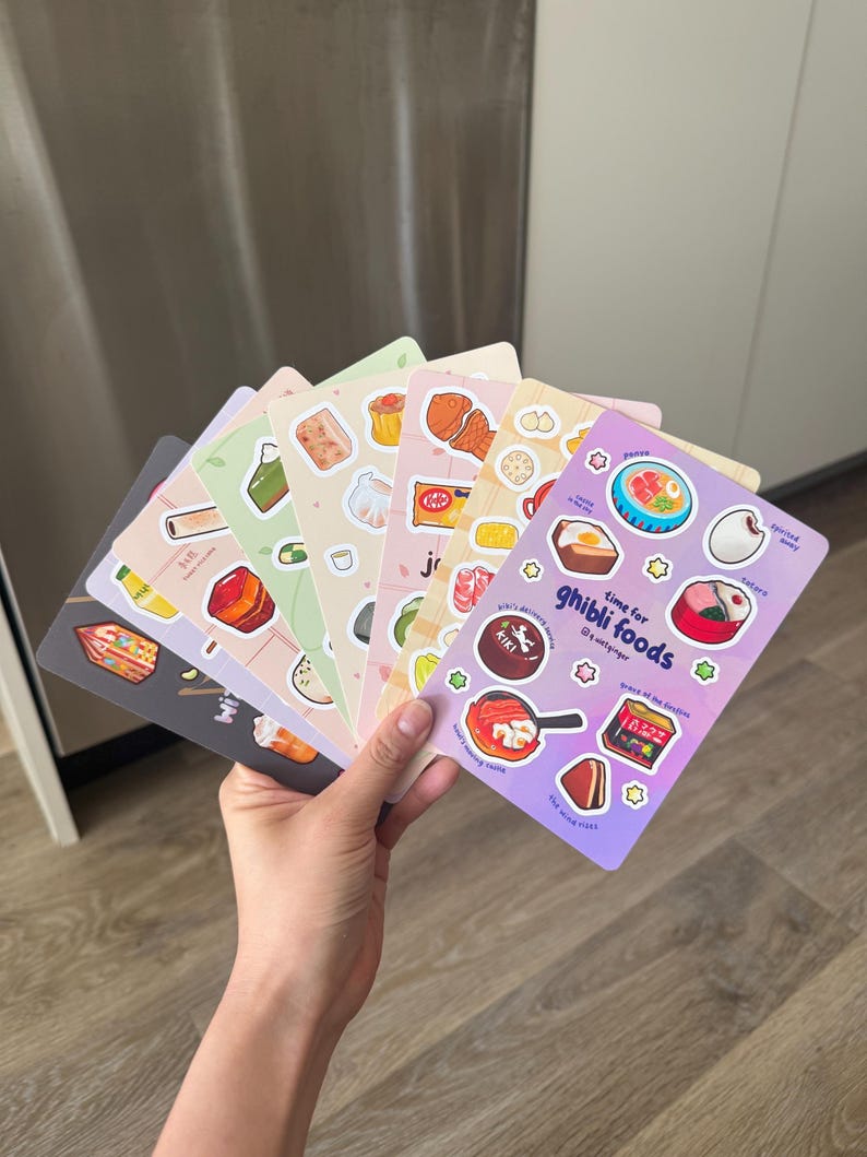 Ghibli Food Sticker Sheet | matte vinyl weatherproof | anime japanese food | aesthetic cute realistic | laptop water bottle journal image 5