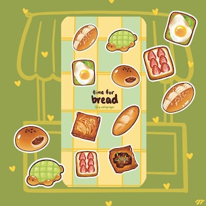 Bread Bakery Pastry Sticker Sheet | matte vinyl weatherproof | danish toast food | aesthetic cute realistic | journal planner laptop