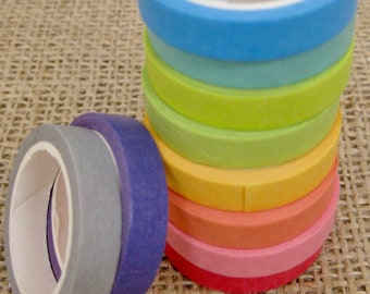 Decorative DIY Washi Tape Bundle in a Rainbow of Colors, Masking Adhesive Tape for Planners, Scrapbooks, Calendars