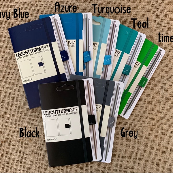 Colored Pen Loop (Blues/Greens), Self-Adhesive Pen/Pencil Holder Attaches to Journal, Notebook, Binder or Book