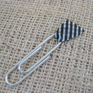 Decorative Washi Tape Paper Clips, Set of 10, Black Stripe image 1